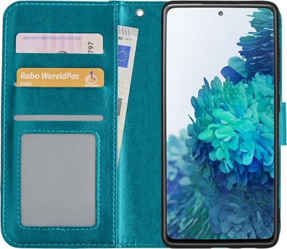 Samsung S20 FE Hoesje Bookcase Cover met Kaarthouder - Turquoise