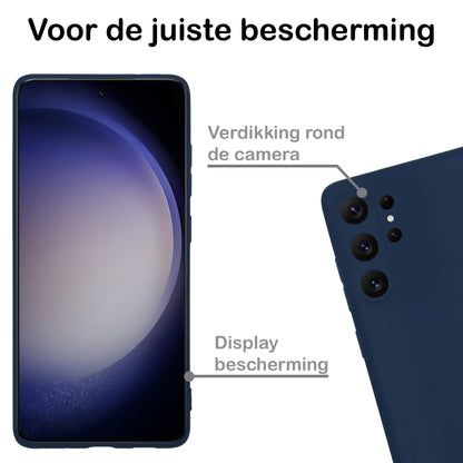 Samsung S23 Ultra Hoesje Siliconen Backcover Lichtgewicht - Donkerblauw