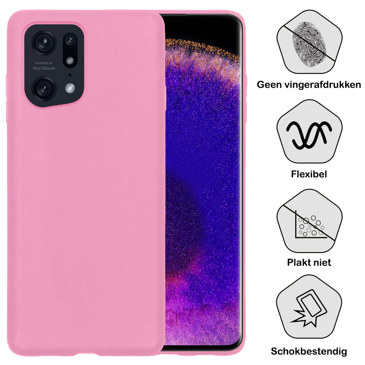 OPPO Find X5 Pro Hoesje Siliconen - Lichtroze