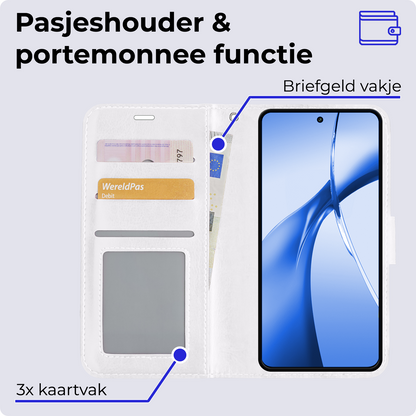 OnePlus Nord CE 4 Hoesje Bookcase Cover met Kaarthouder - Wit