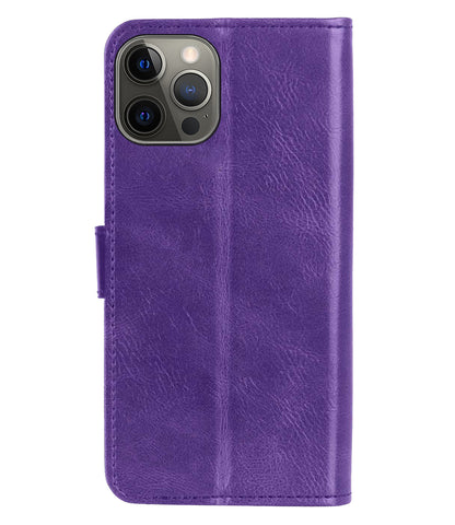 iPhone 13 Pro Hoesje Bookcase Cover met Kaarthouder - Paars