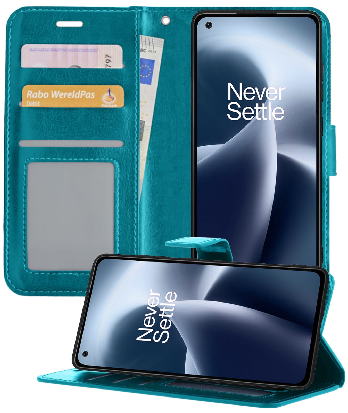 OnePlus Nord 2T Hoesje Book Case Kunstleer - Turquoise