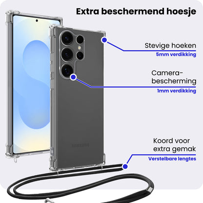Samsung S25 Ultra Hoesje met Koord Backcover Shockproof - Transparant