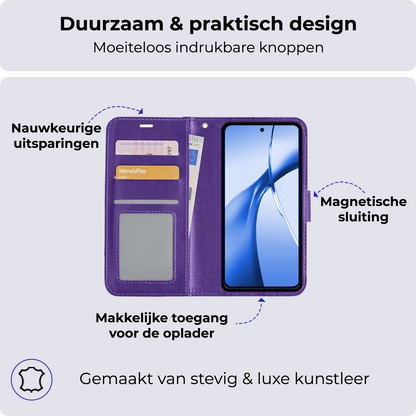 OnePlus Nord CE 4 Hoesje Bookcase Cover met Kaarthouder - Paars