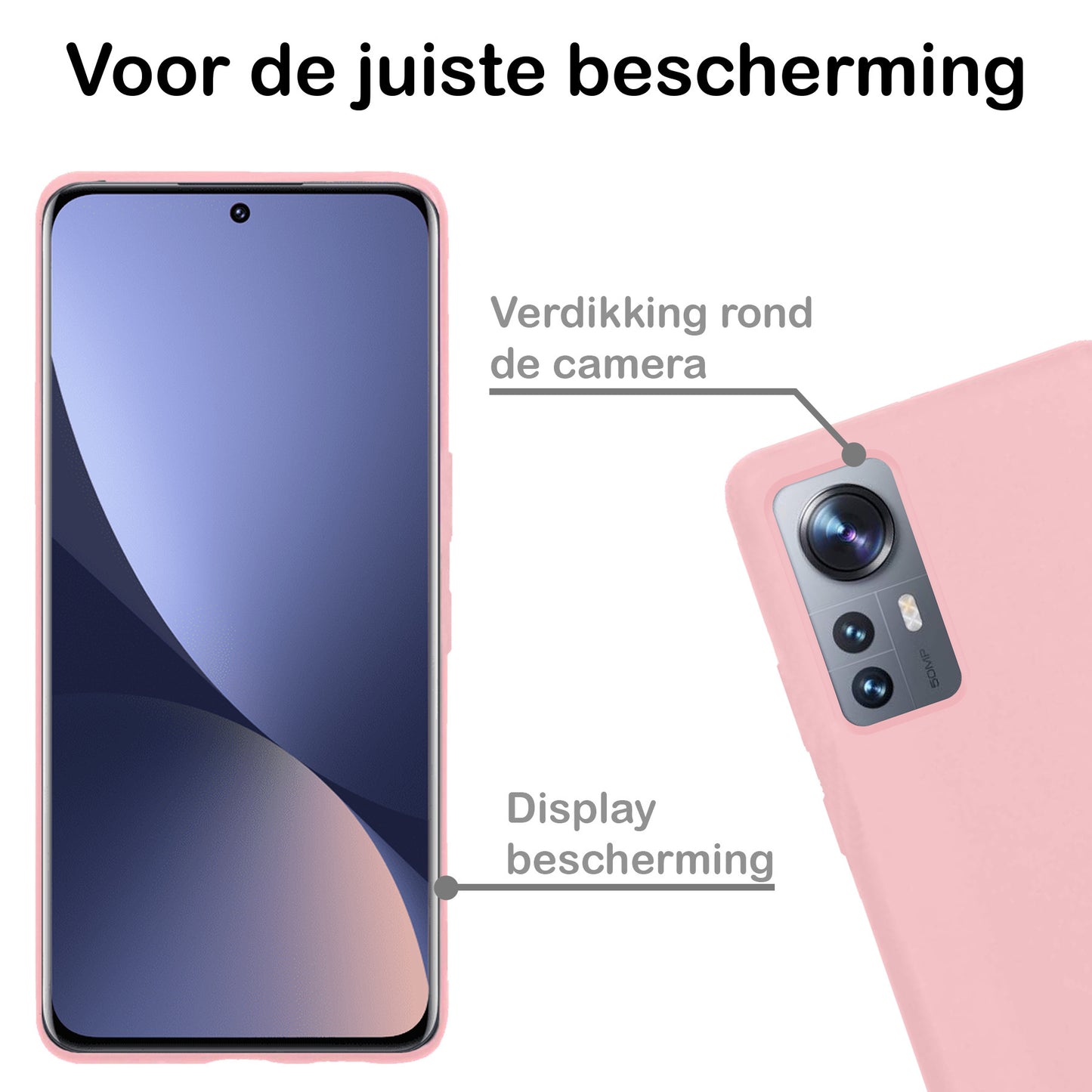 Xiaomi 12 Hoesje Siliconen - Lichtroze