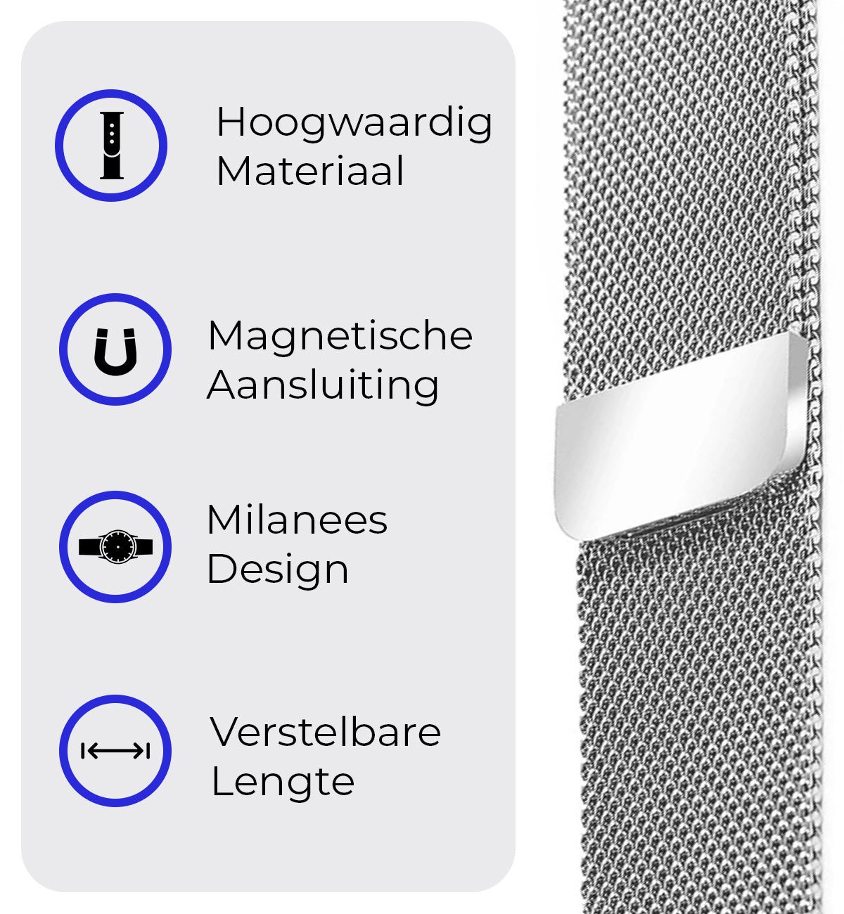 Polsbandje Met Magneetsluiting Geschikt voor Samsung Galaxy Watch 5 Bandje Milanees - Zilver