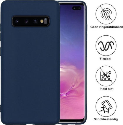 Samsung S10 Hoesje Siliconen Backcover Lichtgewicht - Donkerblauw