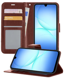 Samsung A17 Hoesje Bookcase Cover met Kaarthouder - Bruin