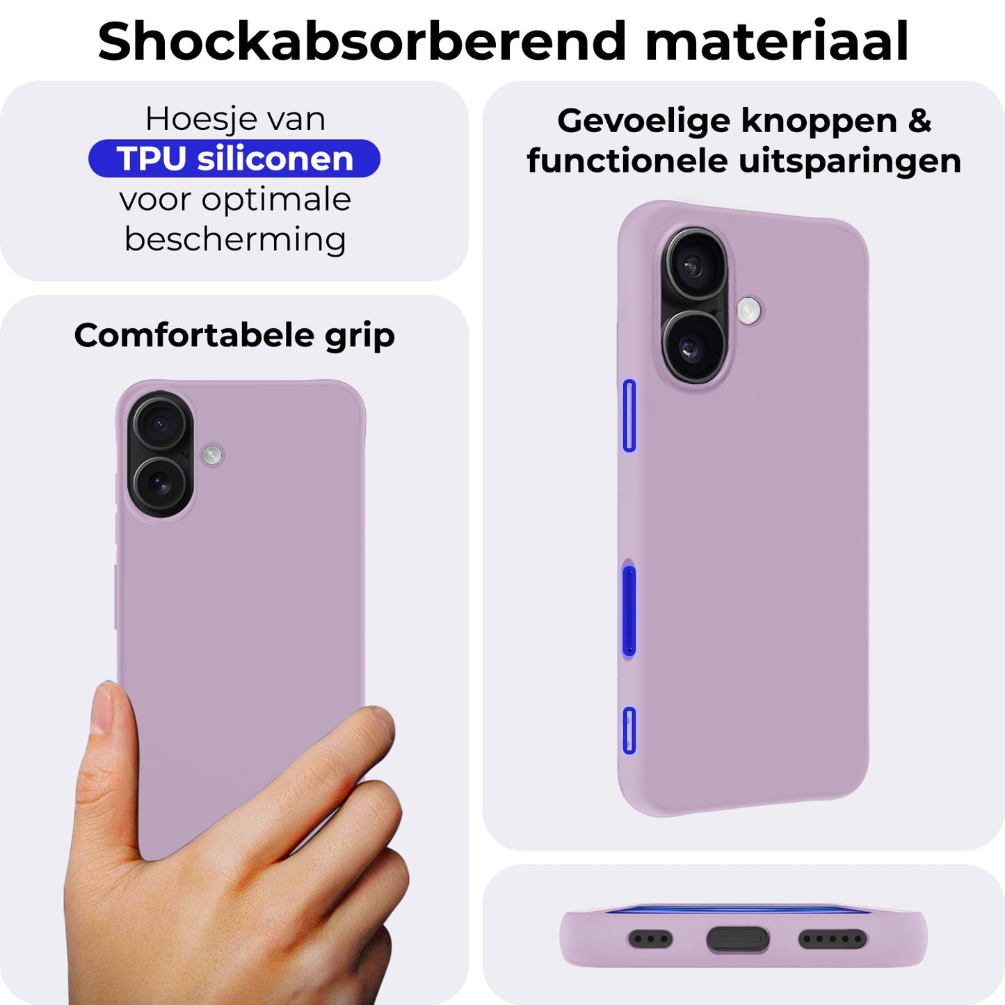 iPhone 16 Hoesje Siliconen - Lila