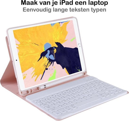 iPad 10.2 2019/2020 Toetsenbord Hoes met Uitneembaar toetsenbord - Lichtroze