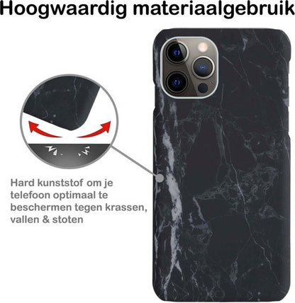 iPhone 12 Pro Max Hoesje Marmer - Zwart