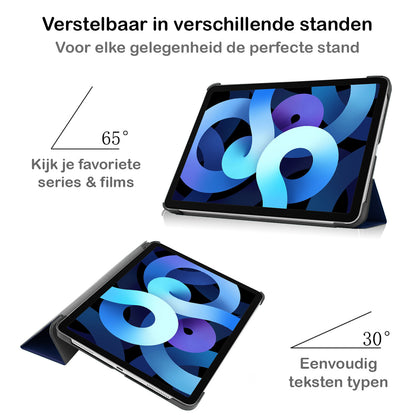 iPad Air 2022 Trifold Bookcase Hoes - Donkerblauw