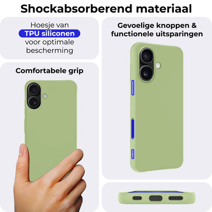 iPhone 16 Hoesje Siliconen Backcover Lichtgewicht - Groen