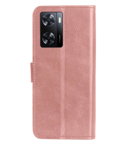 OPPO A57 Hoesje Bookcase Cover met Kaarthouder - Rosé goud