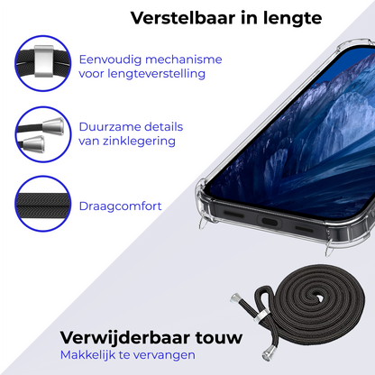 Google Pixel 8a Hoesje met Koord Backcover Shockproof - Transparant
