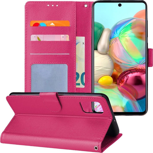 Samsung A71 Hoesje Book Case Kunstleer - Donkerroze