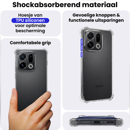 OPPO Find X9 Hoesje Shockproof Backcover Siliconen - Transparant