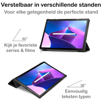 Lenovo Tab M10 Plus 3rd Gen Trifold Bookcase Hoes - Zwart