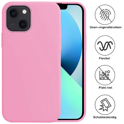 iPhone 13 Hoesje Siliconen Backcover Lichtgewicht - Lichtroze