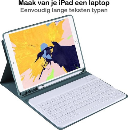 iPad 10.2 2020 Toetsenbord Hoes met Uitneembaar toetsenbord - Donkergroen