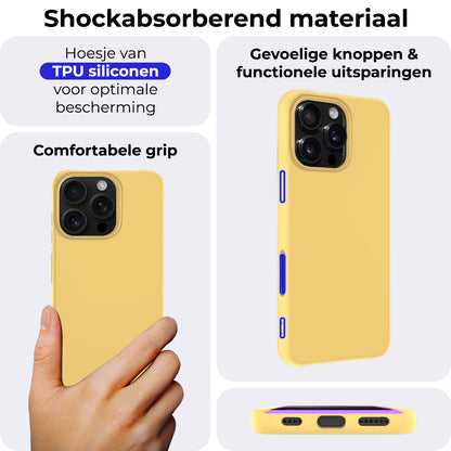 iPhone 16 Pro Max Hoesje Siliconen Backcover Lichtgewicht - Geel