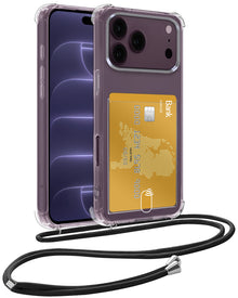 iPhone 18 Pro Max Hoesje Kaarthouder met Koord Backcover Shockproof - Transparant
