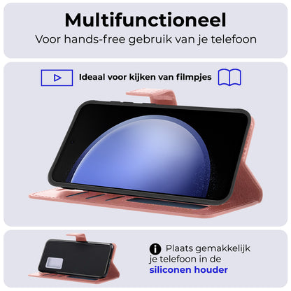 Samsung S23 FE Hoesje Bookcase Cover met Kaarthouder - Rosé goud