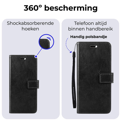 Samsung S24 Hoesje Bookcase Cover met Kaarthouder - Zwart
