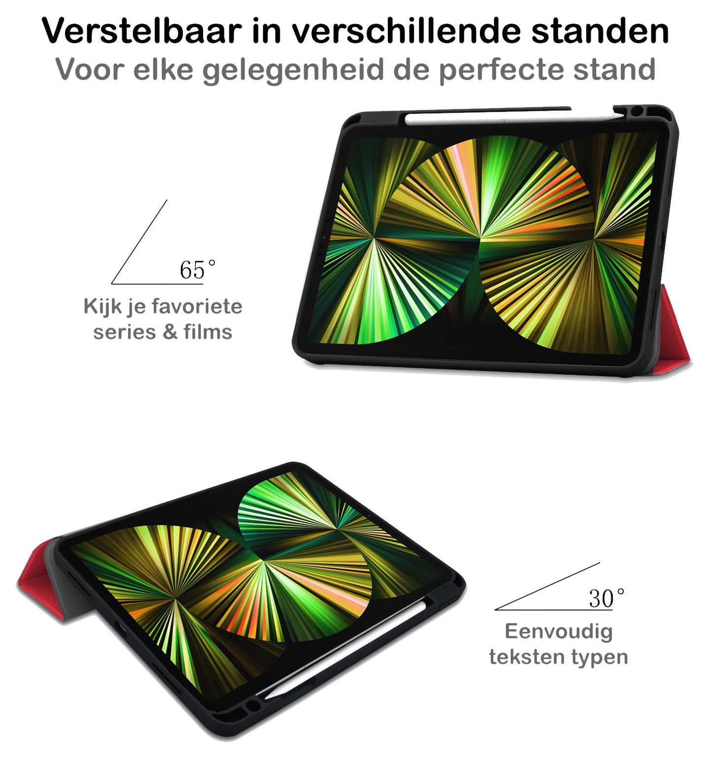 iPad Pro 2021 (12,9 inch) Hoesje Book Case Met Apple Pencil Uitsparing - Rood