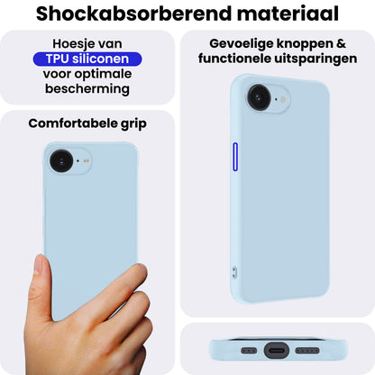 iPhone 16e Hoesje Siliconen Backcover Lichtgewicht - Lichtblauw