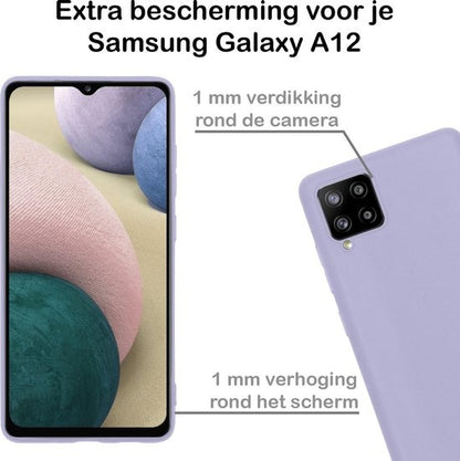 Samsung A12 Hoesje Siliconen Backcover Lichtgewicht - Lila