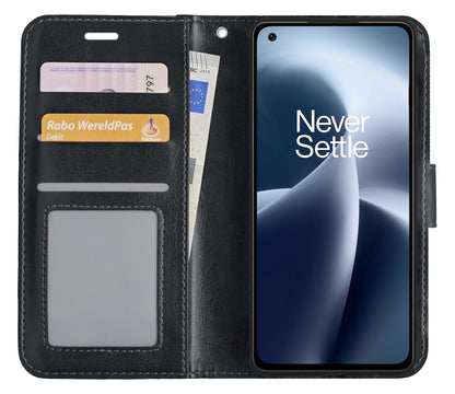 OnePlus Nord 2T Hoesje Bookcase Cover met Kaarthouder - Zwart