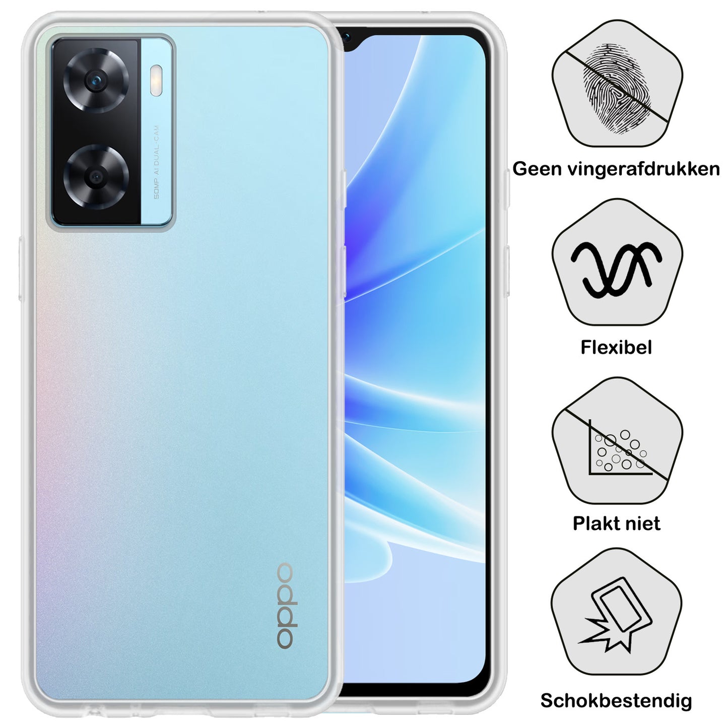 OPPO A57s Hoesje Siliconen - Transparant