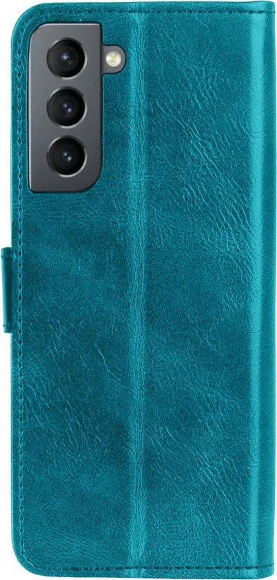 Samsung S21 Hoesje Bookcase Cover met Kaarthouder - Turquoise