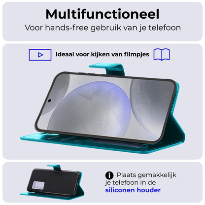 Samsung S24 Plus Hoesje Bookcase Cover met Kaarthouder - Turquoise