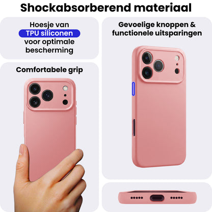 iPhone 18 Pro Hoesje Siliconen Backcover Lichtgewicht - Lichtroze