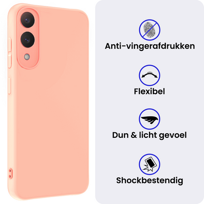 Samsung S25 Edge Hoesje Siliconen Backcover Lichtgewicht - Lichtroze