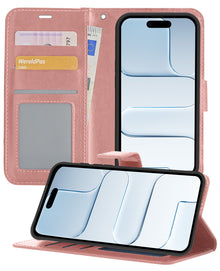 iPhone Air Hoesje Bookcase Cover met Kaarthouder - Rosé goud