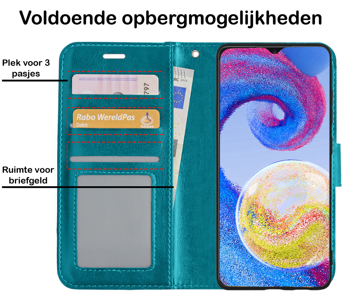 Samsung A04s Hoesje Book Case Kunstleer - Turquoise