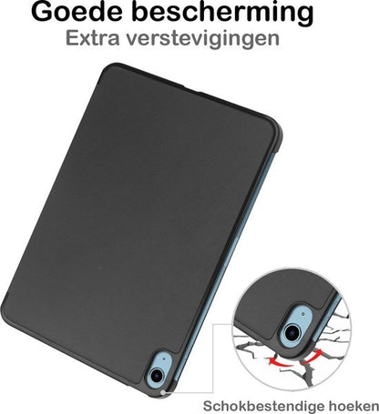 iPad 2022 / 2025 (A16 ) Trifold Bookcase Hoes - Zwart