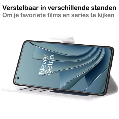 OnePlus 10 Pro Hoesje Bookcase Cover met Kaarthouder - Wit