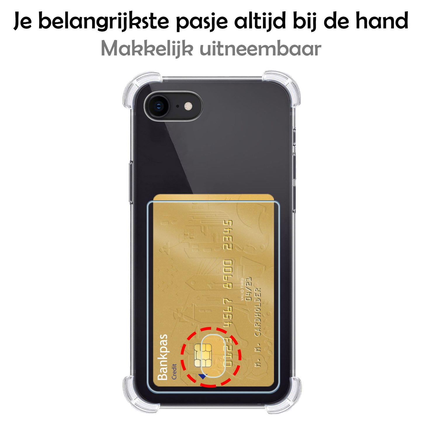 iPhone SE 2022 Hoesje met Pasjeshouder Siliconen - Transparant