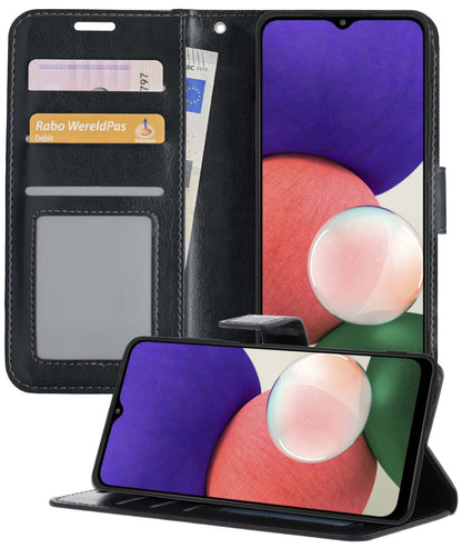 Samsung M22 Hoesje Bookcase Cover met Kaarthouder - Zwart