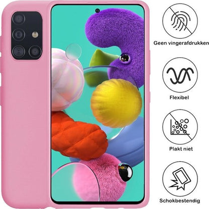 Samsung A51 Hoesje Siliconen Backcover Lichtgewicht - Roze