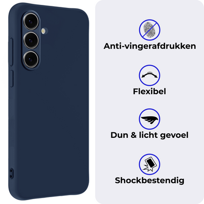Samsung S24 FE Hoesje Siliconen Backcover Lichtgewicht - Donkerblauw