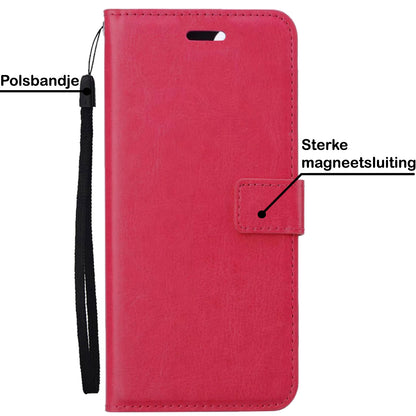 Samsung S23 Hoesje Bookcase Cover met Kaarthouder - Donkerroze