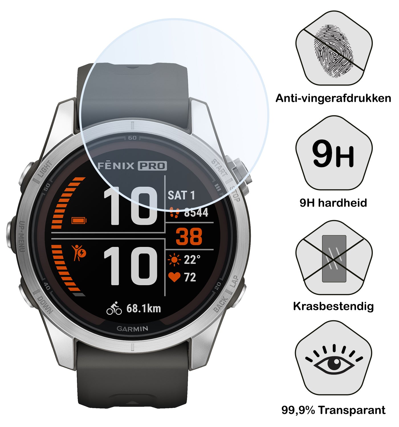 Garmin Fenix 7S Pro Screenprotector Tempered Glass