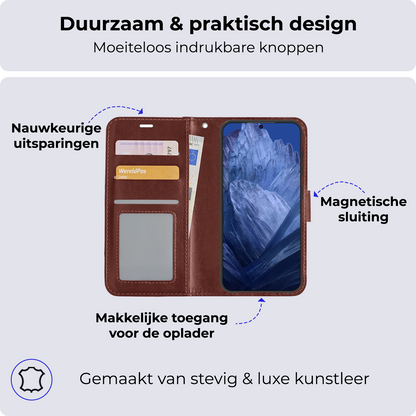 Google Pixel 8a Hoesje Book Case Kunstleer - Bruin