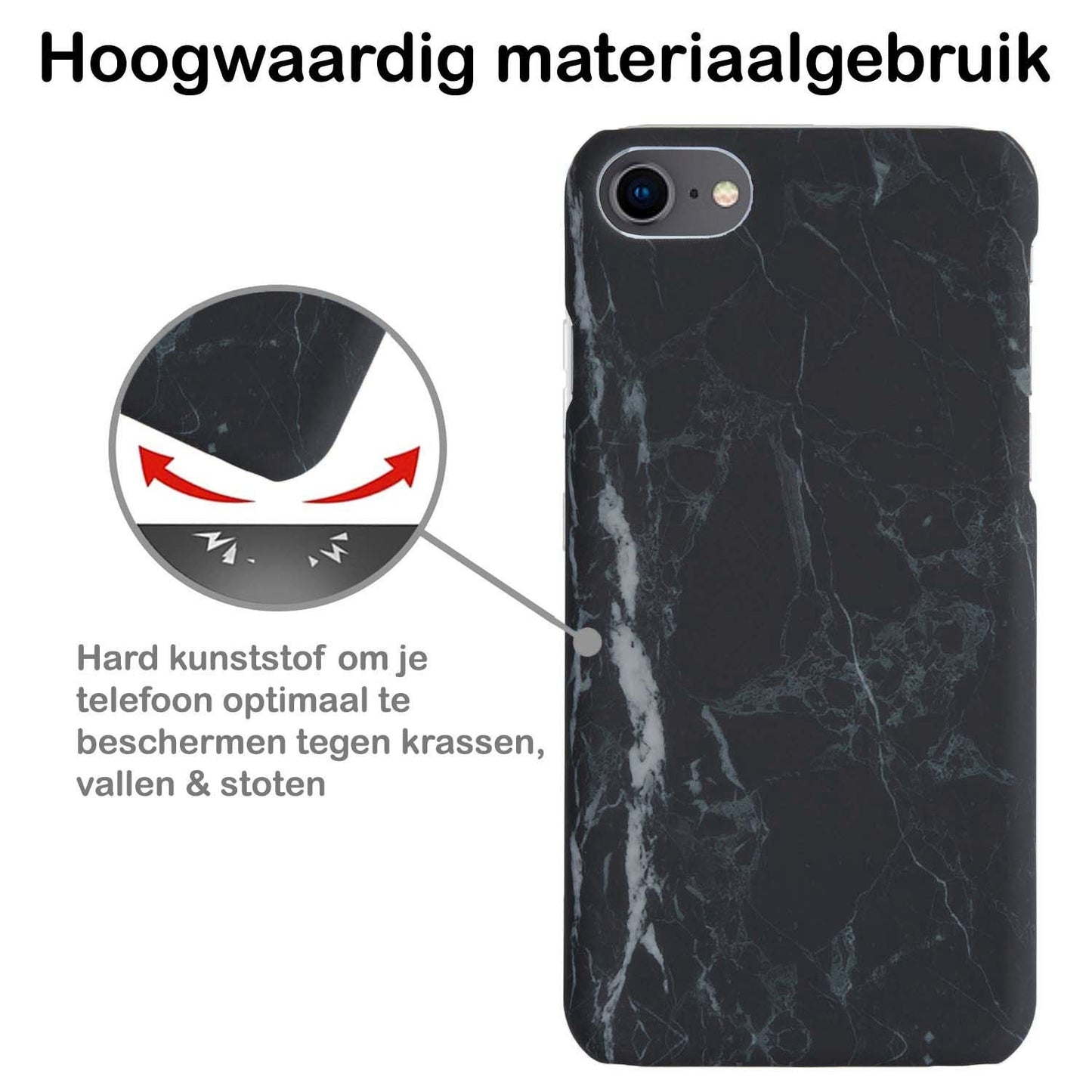 iPhone SE 2022 Hoesje Marmer - Zwart