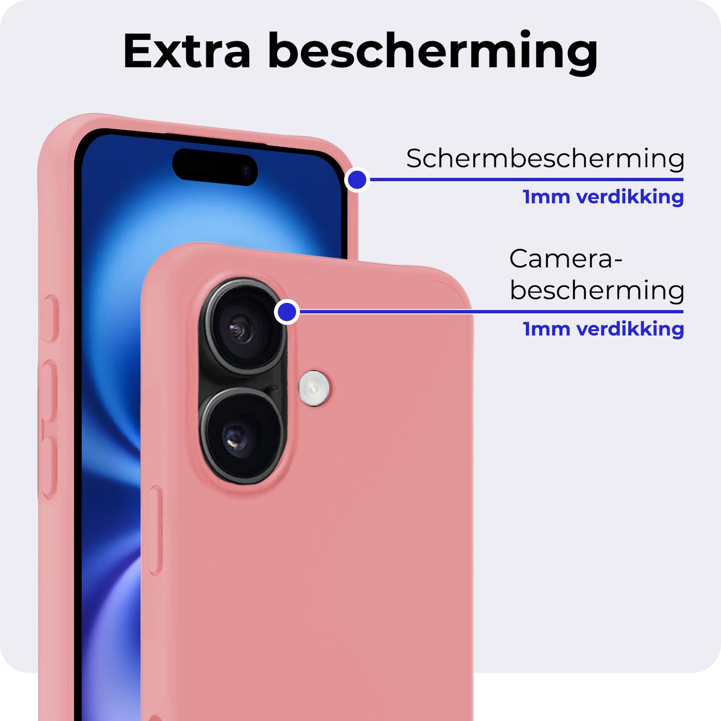 iPhone 16 Plus Hoesje Siliconen - Lichtroze